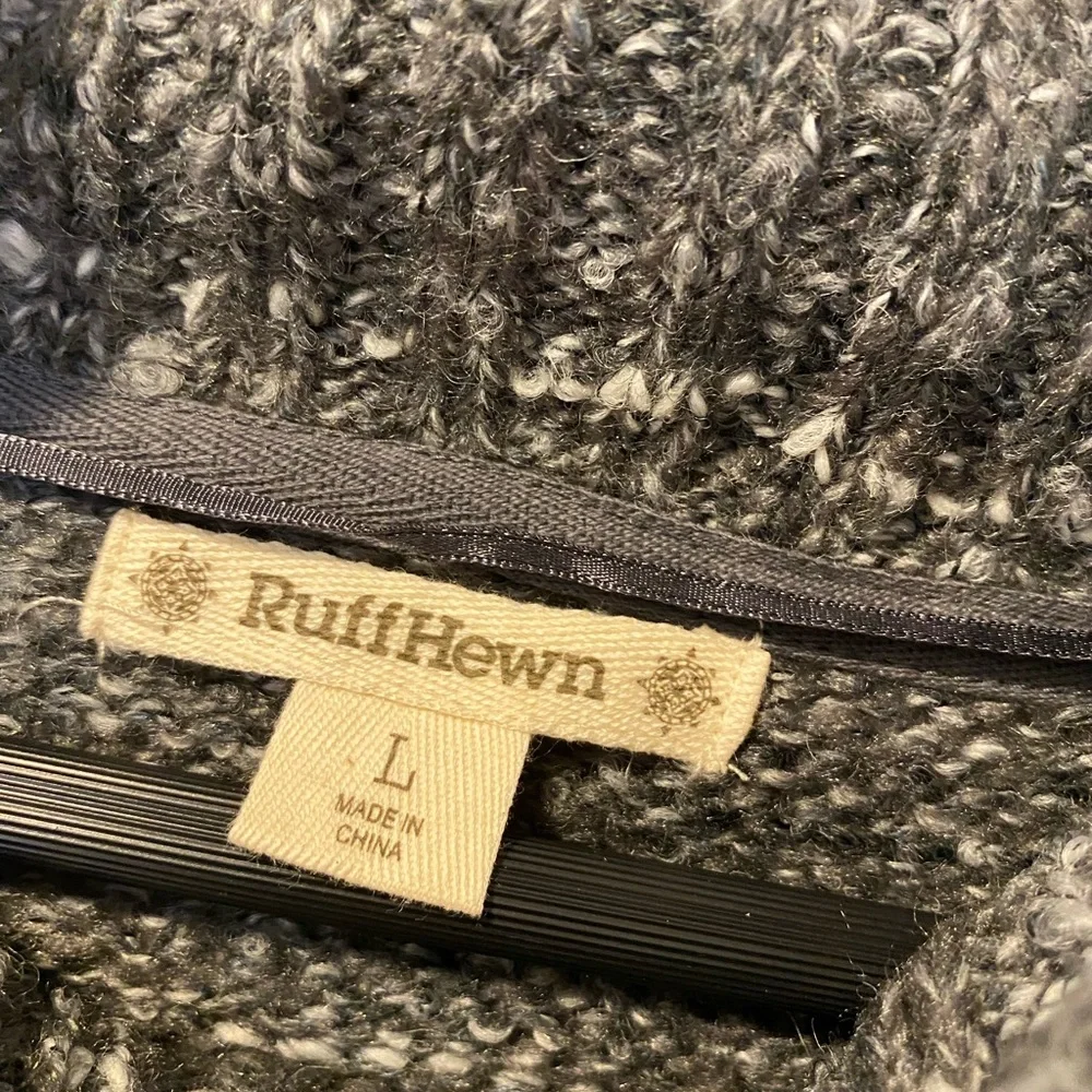 Gray/White/Black Variegated Cowl Neck Knit Sweater